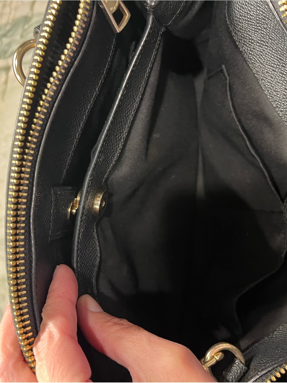 Coach Black Leather Satchel with Gold Accents - Picture 8 of 8